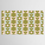 Vintage Contemporary Cottage Jonnty Flowers and Stripes Pattern in Olive Blush Aqua Tablecloth Gallery Image 2