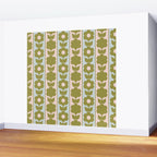 Vintage Contemporary Cottage Jonnty Flowers and Stripes Pattern in Olive Blush Aqua Wall Mural Gallery Image 2