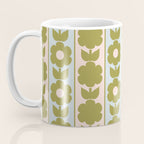 Vintage Contemporary Cottage Jonnty Flowers and Stripes Pattern in Olive Blush Aqua Coffee Mug Gallery Image 3