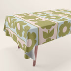 Vintage Contemporary Cottage Jonnty Flowers and Stripes Pattern in Olive Blush Aqua Tablecloth Gallery Image 1