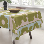 Vintage Contemporary Cottage Jonnty Flowers and Stripes Pattern in Olive Blush Aqua Tablecloth Gallery Image 3
