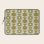 Vintage Contemporary Cottage Jonnty Flowers and Stripes Pattern in Olive Blush Aqua Laptop Sleeve Gallery Image 1