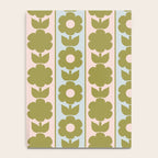 Vintage Contemporary Cottage Jonnty Flowers and Stripes Pattern in Olive Blush Aqua Notebook Gallery Image 4