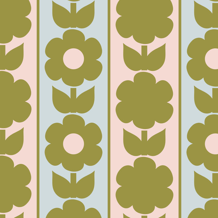 Vintage Contemporary Cottage Jonnty Flowers and Stripes Pattern in Olive Blush Aqua Coffee Mug Gallery Image 2