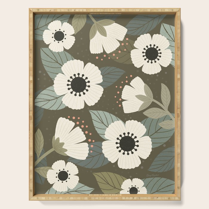 Flower Blossoms and Leaves Serving Tray Gallery Image 1