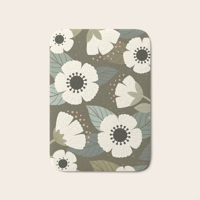 Flower Blossoms and Leaves Bath Mat Gallery Image 1