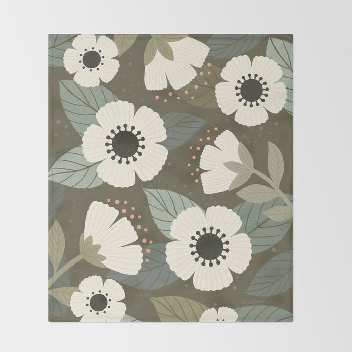 Flower Blossoms and Leaves Throw Blanket Gallery Image 2