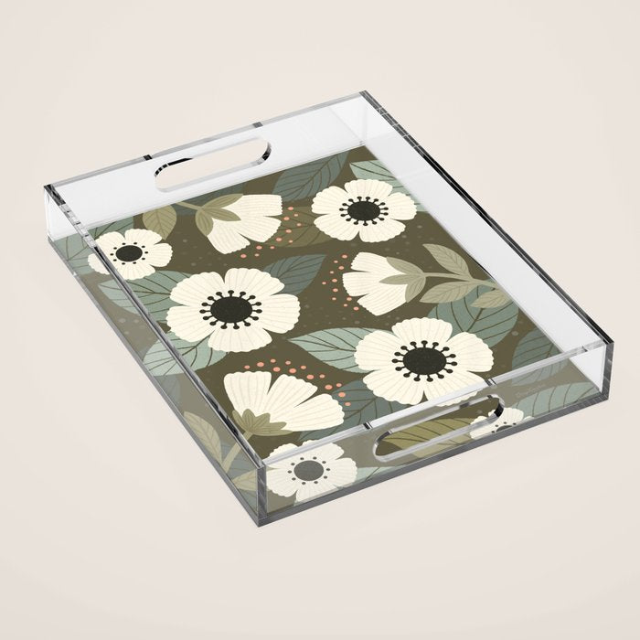 Flower Blossoms and Leaves Acrylic Tray Gallery Image 1