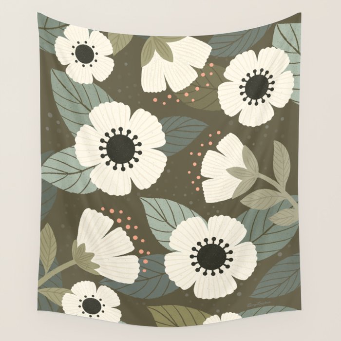 Flower Blossoms and Leaves Wall Tapestry Gallery Image 4