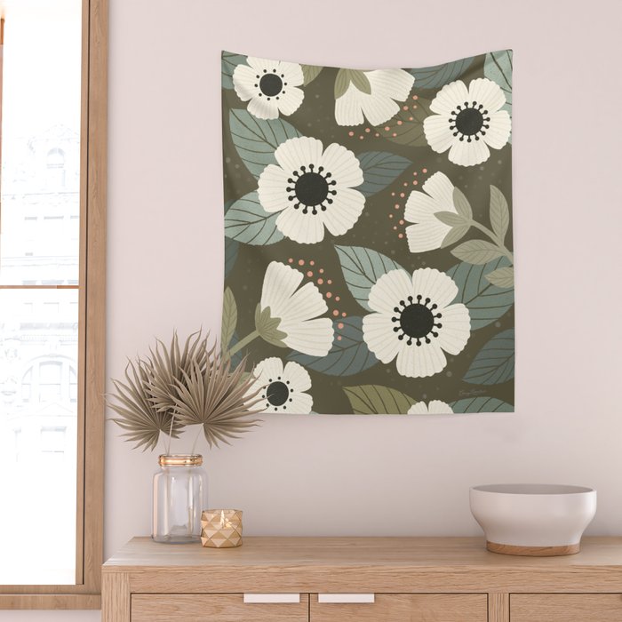 Flower Blossoms and Leaves Wall Tapestry Gallery Image 2