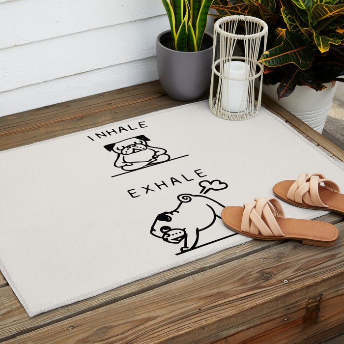 Inhale Exhale Pug Outdoor Rug Gallery Image 2