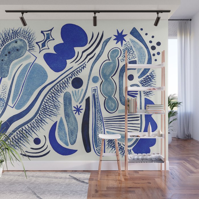 Indigo Cobalt Wall Mural Gallery Image 1