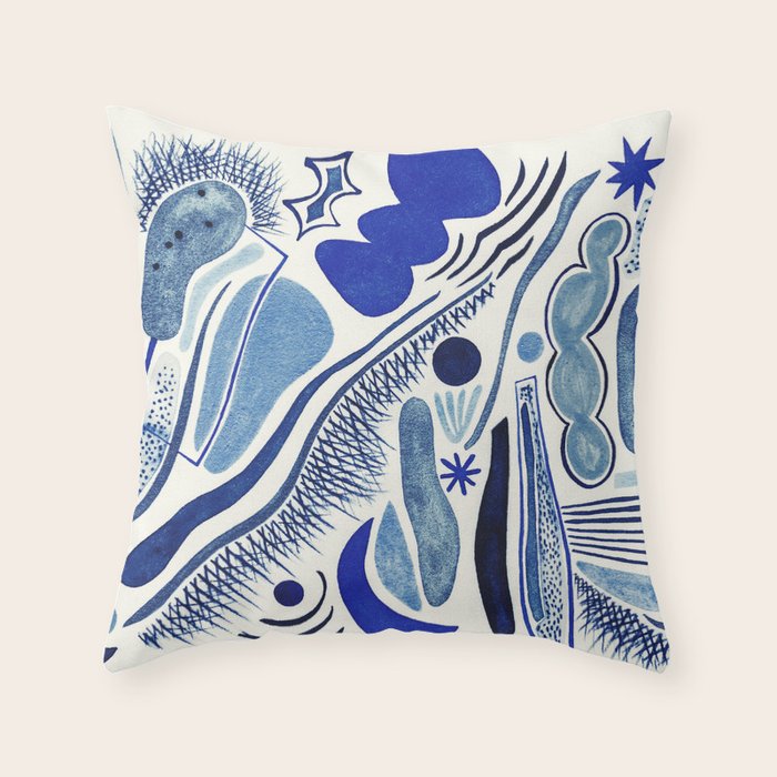 Indigo Cobalt Throw Pillow Gallery Image 1