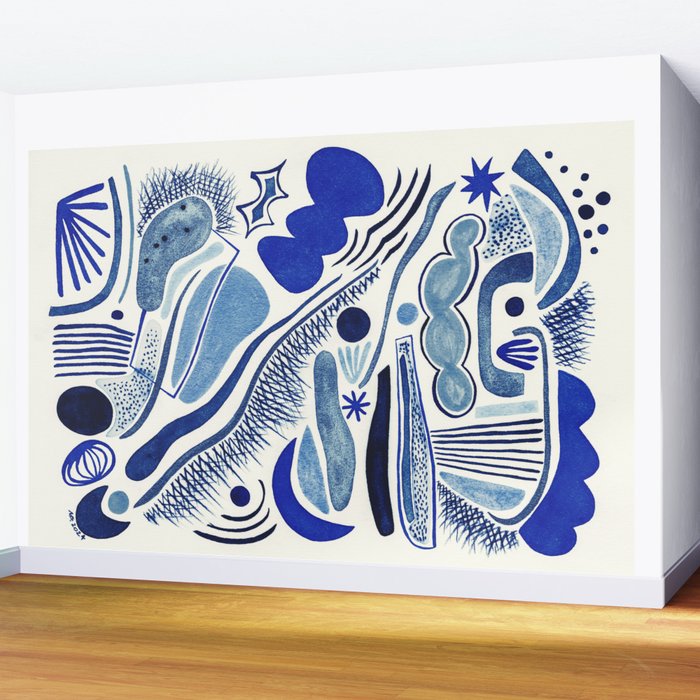 Indigo Cobalt Wall Mural Gallery Image 2