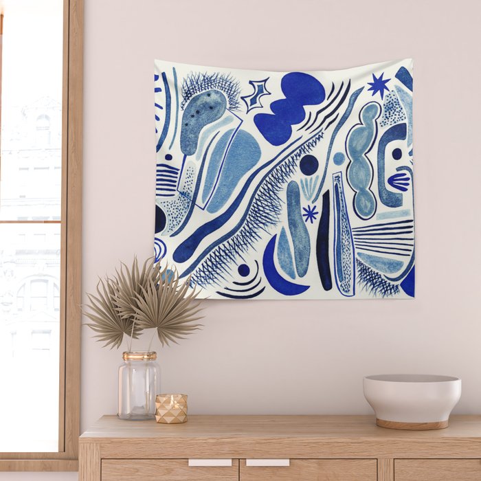 Indigo Cobalt Wall Tapestry Gallery Image 2