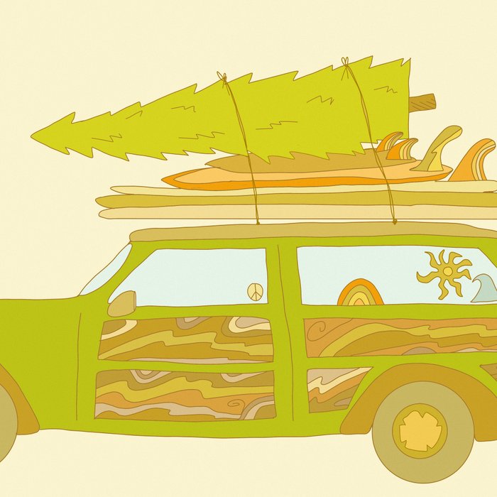 Surfy Christmas Wagon reto surf art by surfy birdy  Coffee Mug Gallery Image 2