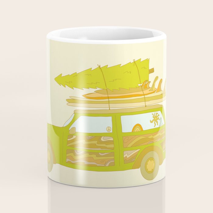 Surfy Christmas Wagon reto surf art by surfy birdy  Coffee Mug Gallery Image 4