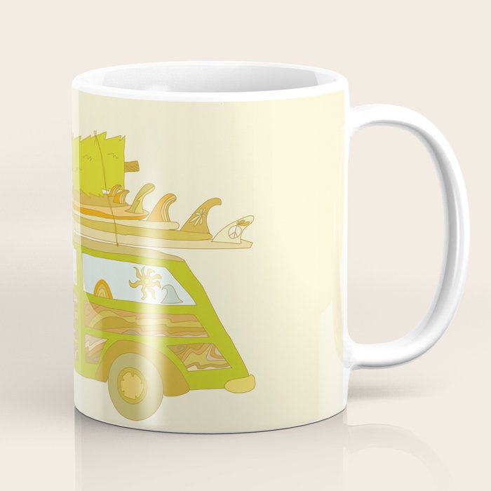 Surfy Christmas Wagon reto surf art by surfy birdy  Coffee Mug Gallery Image 1