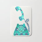 Vintage Rotary Phone - Turquoise Palette Bath Mat Gallery Image 1