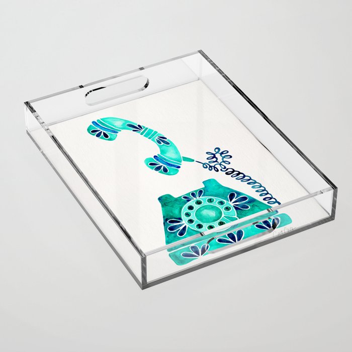 Vintage Rotary Phone - Turquoise Palette Acrylic Tray Gallery Image 1