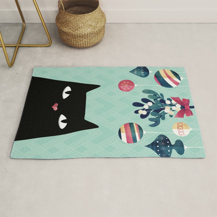 Mistletoe? (Black Cat) Rug Gallery Image 1