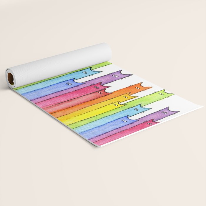 Rainbow of Cats Funny Whimsical Animals Yoga Mat Gallery Image 2