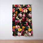 Floral D - Red, Pink, Yellow, Green, Black Baroque Floral Blossom Window Curtain Gallery Image 3