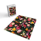 Floral D - Red, Pink, Yellow, Green, Black Baroque Floral Blossom Jigsaw Puzzle Gallery Image 2