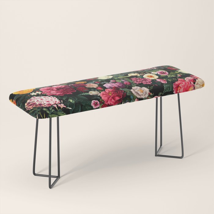 Floral D - Red, Pink, Yellow, Green, Black Baroque Floral Blossom Bench Gallery Image 1