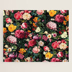 Floral D - Red, Pink, Yellow, Green, Black Baroque Floral Blossom Jigsaw Puzzle Gallery Image 1