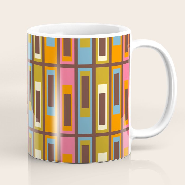 Eclectic Geometric Mid Century Modern Lexington Ave Colorful Pattern with Dark Brown Coffee Mug Gallery Image 1