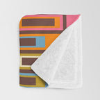Eclectic Geometric Mid Century Modern Lexington Ave Colorful Pattern with Dark Brown Throw Blanket Gallery Image 3
