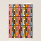 Eclectic Geometric Mid Century Modern Lexington Ave Colorful Pattern with Dark Brown Stationery Card Gallery Image 2