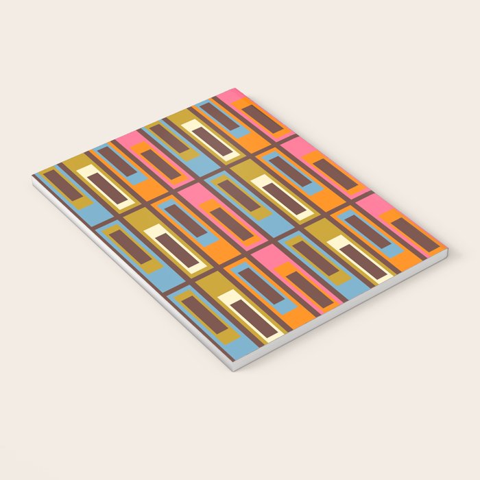 Eclectic Geometric Mid Century Modern Lexington Ave Colorful Pattern with Dark Brown Notebook Gallery Image 3
