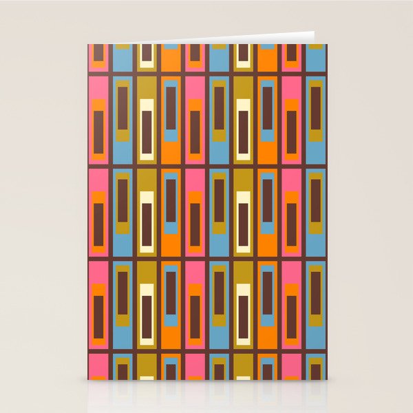 Eclectic Geometric Mid Century Modern Lexington Ave Colorful Pattern with Dark Brown Stationery Card Gallery Image 1