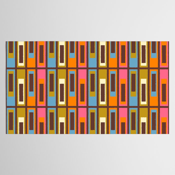 Eclectic Geometric Mid Century Modern Lexington Ave Colorful Pattern with Dark Brown Tablecloth Gallery Image 2