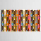 Eclectic Geometric Mid Century Modern Lexington Ave Colorful Pattern with Dark Brown Tablecloth Gallery Image 2