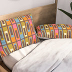Eclectic Geometric Mid Century Modern Lexington Ave Colorful Pattern with Dark Brown Pillow Sham Gallery Image 2