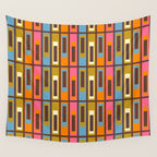 Eclectic Geometric Mid Century Modern Lexington Ave Colorful Pattern with Dark Brown Wall Tapestry Gallery Image 4