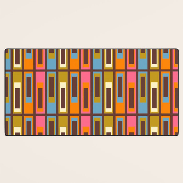 Eclectic Geometric Mid Century Modern Lexington Ave Colorful Pattern with Dark Brown Desk Mat Gallery Image 3