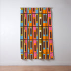 Eclectic Geometric Mid Century Modern Lexington Ave Colorful Pattern with Dark Brown Window Curtain Gallery Image 3