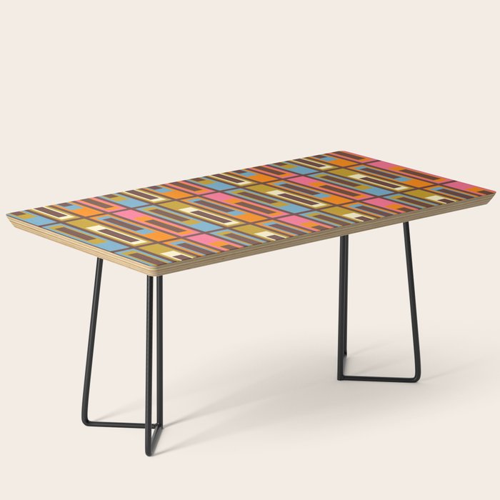 Eclectic Geometric Mid Century Modern Lexington Ave Colorful Pattern with Dark Brown Coffee Table Gallery Image 1