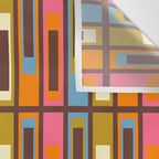 Eclectic Geometric Mid Century Modern Lexington Ave Colorful Pattern with Dark Brown Wall Tapestry Gallery Image 3