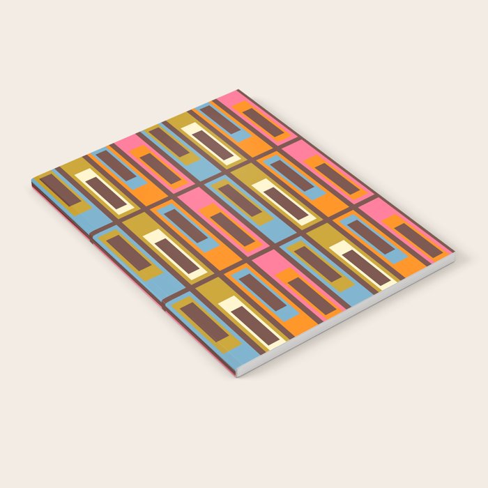 Eclectic Geometric Mid Century Modern Lexington Ave Colorful Pattern with Dark Brown Notebook Gallery Image 2