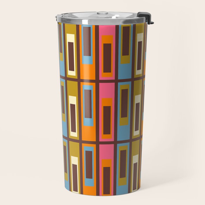 Eclectic Geometric Mid Century Modern Lexington Ave Colorful Pattern with Dark Brown Travel Mug Gallery Image 2