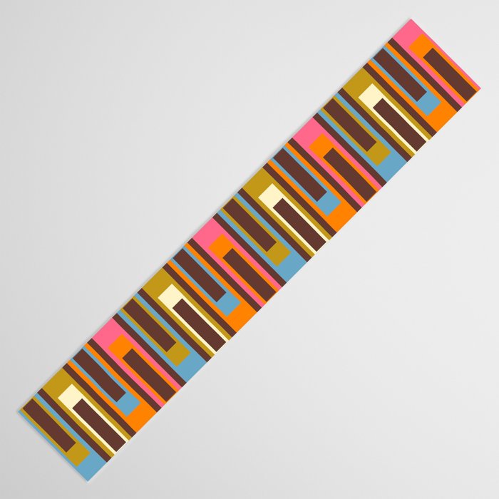 Eclectic Geometric Mid Century Modern Lexington Ave Colorful Pattern with Dark Brown Table Runner Gallery Image 3