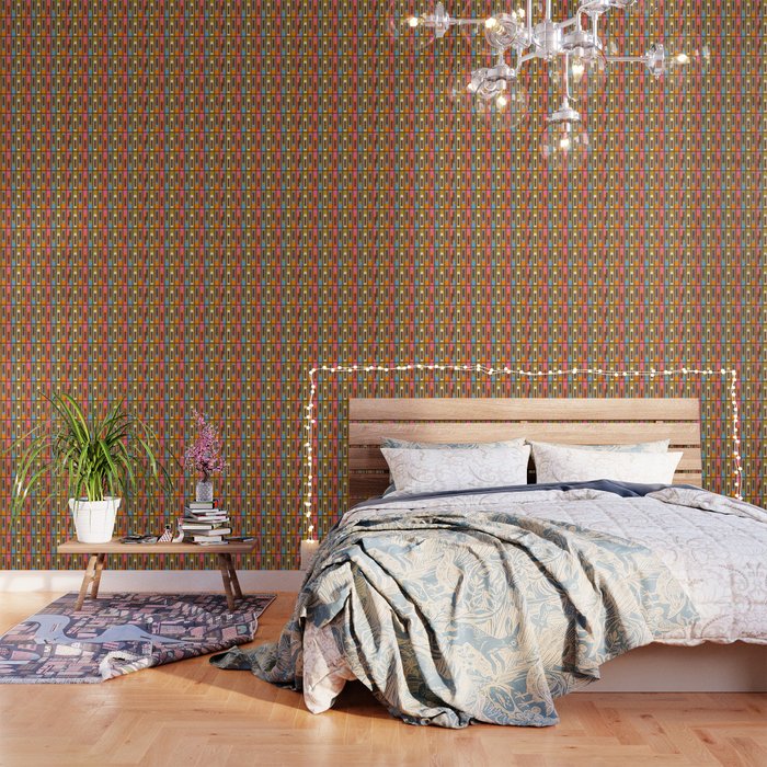 Eclectic Geometric Mid Century Modern Lexington Ave Colorful Pattern with Dark Brown Wallpaper Gallery Image 3
