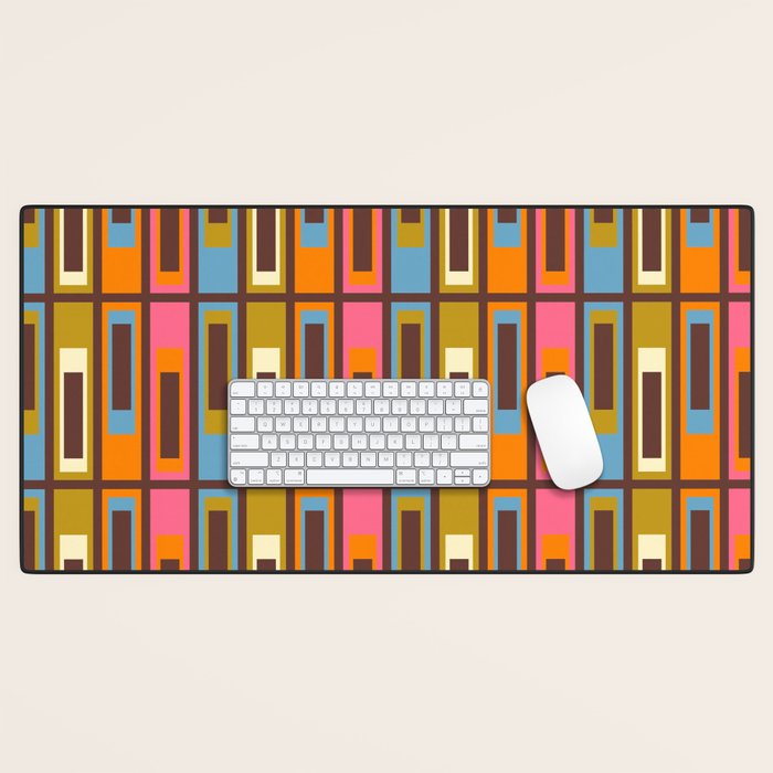 Eclectic Geometric Mid Century Modern Lexington Ave Colorful Pattern with Dark Brown Desk Mat Gallery Image 1