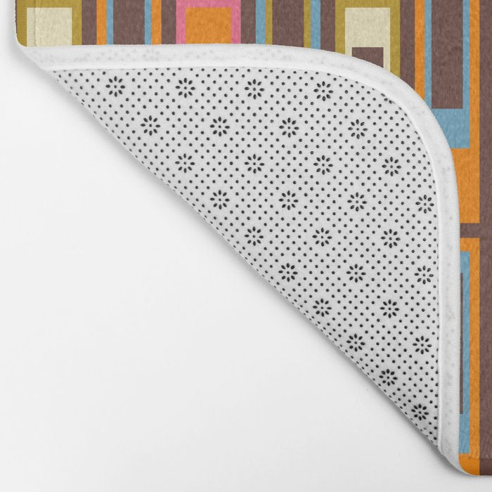 Eclectic Geometric Mid Century Modern Lexington Ave Colorful Pattern with Dark Brown Bath Mat Gallery Image 2