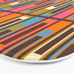 Eclectic Geometric Mid Century Modern Lexington Ave Colorful Pattern with Dark Brown Bath Mat Gallery Image 3